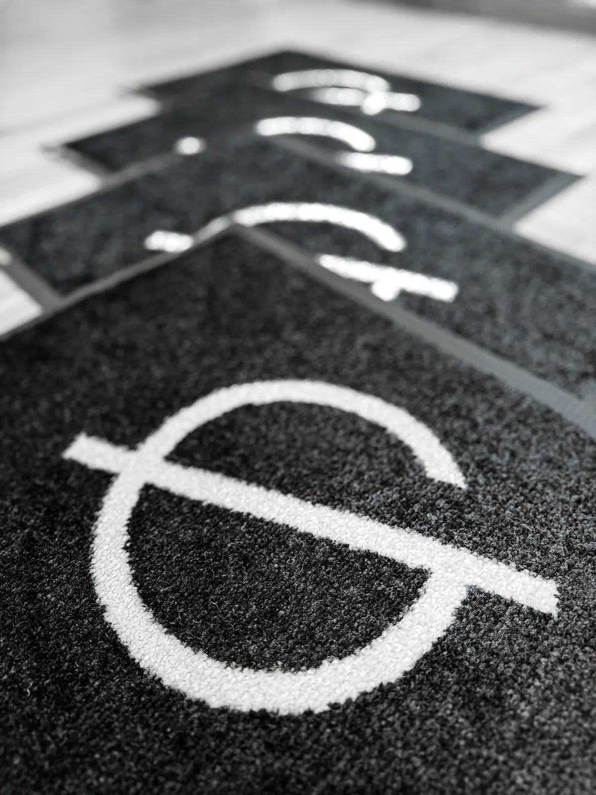 Premium quality indoor logo mat closeup