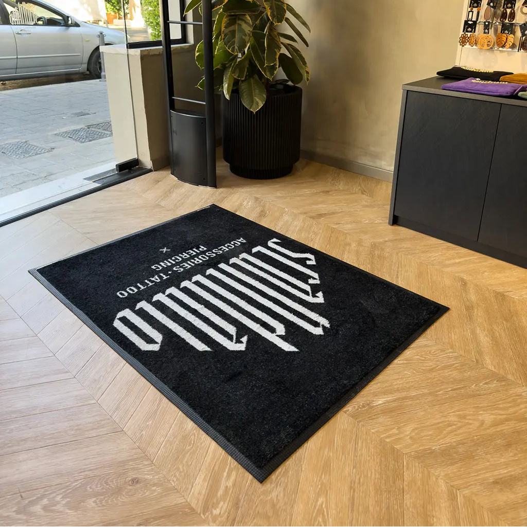 Shop entryway printed logo mat