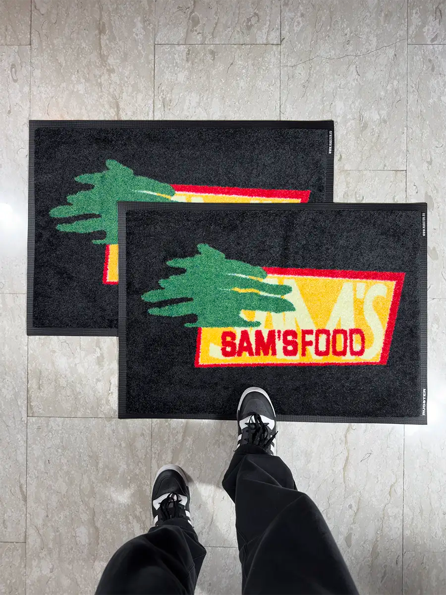multicolored logo mats for indoor placement